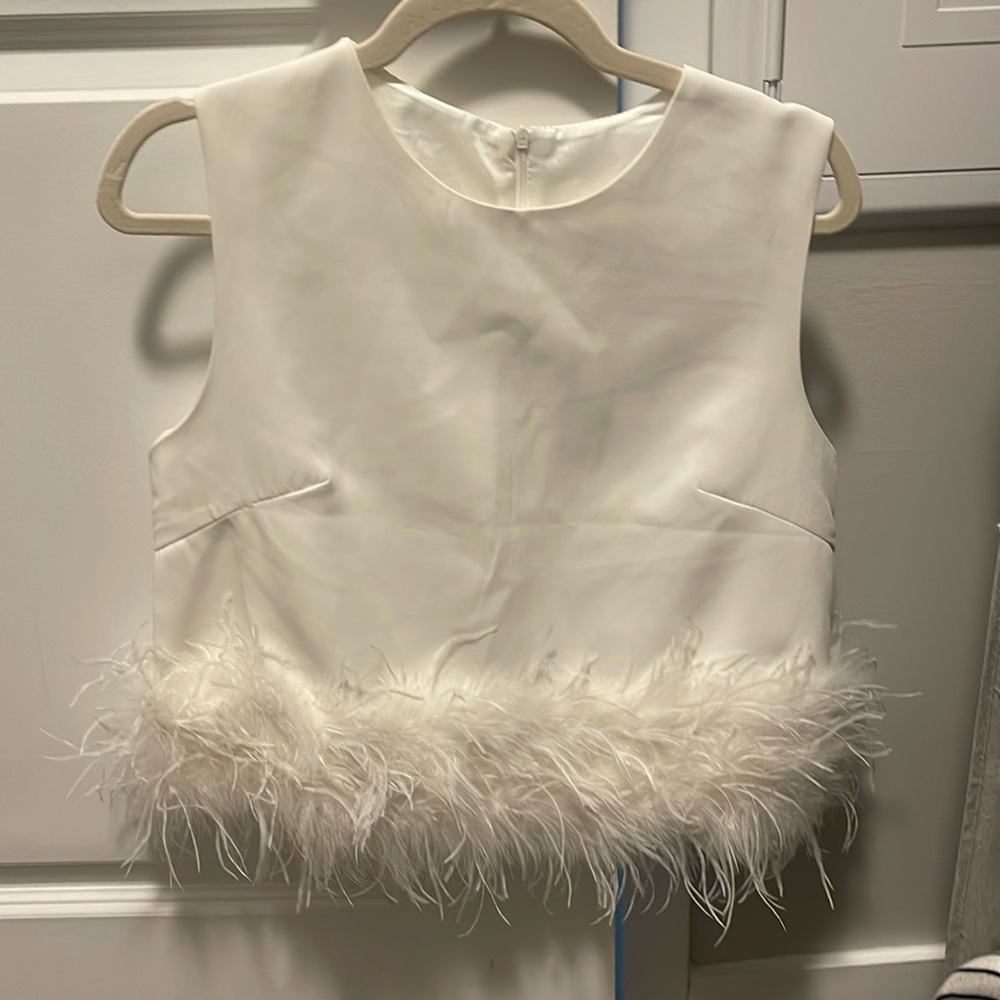 White feather tank top